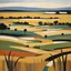 Placeholder: Wheat fields landscape Painting in the Australian aboriginal art style painted by Patrick heron and Chantal joffe and yves perrin , source pinterest , singulart or devian art