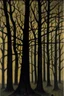 Placeholder: Night, trees, rocks, creepy, gothic horror films influence, georges lemmen and hebry luyten paintings