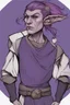 Placeholder: firbolg with dark purple shor hair with lilac skin