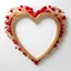 Placeholder: Heart shaped frame in gold with a red small heart for Valentine's Day on a white background