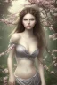 Placeholder: Beautiful Girl in the garden, 18 century, brunette, literally dark hair, dark eyes, fat, smell of sakura, rest, detailed face