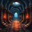 Placeholder: fantasy cartoon hellscape arena stone hallway