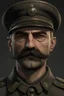 Placeholder: French sergeant, small moustache, grim expression, pale skin