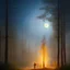 Placeholder: moomintroll, soft light, fireflies, moon, night, mountains, trees, fantasy, woolitize, 85mm, RTX, Stanley Artgerm Lau, Salvador Dali, Agnes Cecile, Bouguereau