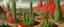 Placeholder: A red smoking badlands with scorching cacti painted by Lucas van Leyden