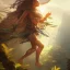 Placeholder: A queen warrior sun woman, beautiful face with light eyes, tropical background, in the fantasy world , 8k resolution, waterfall tropical fantasy concept art, by Greg Rutkowski, dynamic lighting, hyperdetailed, intricately detailed, deep, sun