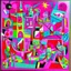 Placeholder: A pink kingdom with cybernetic fairies painted by Stuart Davis