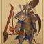 Placeholder: Ukiyo-e Style , Male Samuri in armour, full body and head