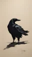 Placeholder: crow badger with distinct shadow on paper, signed by a the maker