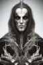 Placeholder: Symmetric portrait of a man with black metal facepaint , looking like Nergal from Behemoth