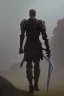 Placeholder: medieval knight walking dramatically forward, sword in hand. A skeleton on his back.