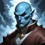 Placeholder: dnd, fantasy, cloud giant, portrait, face, close up, pale blue skin, clean shaven, bald, young, ascended, elegant, elegant clothes
