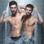 Placeholder: Men showering together