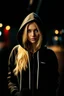 Placeholder: portrait of a 20 year old womann with blond hair, wearing a hoodie. photorealistic.4k