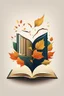 Placeholder: square logo , landscape with leaf fall, flying leaves in the book