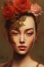 Placeholder: painting of flowers and beautiful girl portrait, rust, scaffolding, iron cladding, decay, mixed media, textured, anatomically correct, beautiful perfect face, sharp focus, highly detailed