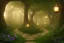 Placeholder:  stone path lanterns forest