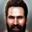 Placeholder: a _ fantasy _ style _ portrait _ painting _ of white male black hair short head smiling braided beard round face rpg dnd oil _ painting _ unreal _ 5 _ daz. _ rpg _ portrait _ extremely _ detailed _ artgerm _ greg _ rutkowski _ greg