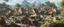 Placeholder: A busy market in a beautiful surreal sunny countryside scene with distant hills, many conjoining intricate characterful dwellings & a clock-house (designed by Esher & Dali), pathways & walkways & stairways & bridges & waterfalls & a waterwheel : ultra high detail, photorealistic, epic cinematic, 8K, Large depth of field