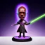 Placeholder: Bald Plastic Windu mace purpleGlow jedi bobblehead with boots,