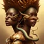 Placeholder: sango fantasy, fantasy magic, intricate, sharp focus, illustration, highly detailed, digital painting, concept art, matte, art germ and Boris Vallejo and kehinde wiley, masterpiece snake head long leg African afro hair sexy body brown pretty lips