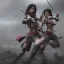 Placeholder: 2 samurai girls with sword fight in rain, xtreme detailed, photorealistic, 4k