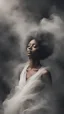 Placeholder: beautiful black women in white Smokey ethereal, heavenly background