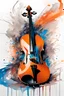 Placeholder: a painting of a violin sitting on top of a table, fine swirling lines, color ink explosion, on a canva, intertwined a dissolving, dancing elegantly over you, orange and blue, a painting of white silver, flowing tendrils, muddy colors, connectedness, Carne Griffiths illustration »