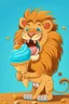 Placeholder: Cartoon lion eating ice cream