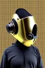 Placeholder: Metallic Cyber-punk style camera-mask and old headphones. Large fencing mask covers cheeks. Trim man. Reflective plastic body surface, golden skin, full-coverage. Body and Head full of integrated old-fashioned cameras and an old telephone. Golden to black surfaces body. Perfect body. Equations, Euclidean 3D-tiling, Escher tiling. Soviet propaganda in 1990's. Cables in head. Daft Punk. Matrix leather jacket. Hoodie. Beanie.