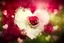Placeholder: Create a romantic Valentine's Day-themed image with a soft background. Insert a stylized heart at the center of the image, surrounded by rose petals and small romantic details. Ensure that there is an empty rectangular space within the heart so that a photo can be inserted later. Also, add a love phrase underneath using an elegant font. The predominant color of the image should be red, but add touches of pink and white to make the atmosphere even more romantic. Ensure that the final image has an