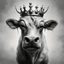 Placeholder: cow monster with crown. No detailed background.Magical. Epic. Dramatic, highly detailed, digital painting, masterpiece Negative: worst quality, blurry, bad quality, grayscale,malformed face, deformed, deformed face, deformations