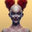 Placeholder: Ultra detailed very beautiful smileing cute clown girl,beautiful real skin, red nose, symmetrical, ultra detailed curl hair, soft lighting, ultra detailed face, concept art, circus,party, digital painting, octane render, art by artstation