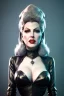 Placeholder: Lana Turner as evil queen in black leather, leather, busty, cleavage, angry, stern look. character design by cory loftis, fenghua zhong, ryohei hase, ismail inceoglu and ruan jia. unreal engine 5, artistic lighting, highly detailed, photorealistic, fantasy