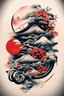 Placeholder: Create a captivating modern 2d colorfull ink Japanese tattoo design for print , using the elegant influences of japan art style, for print, dynamic elements from fashion and design, and bold Japanese art aesthetics, framing centered in the center, distanced from the edges of the paper perimeter, perfect anatomy, bauhaus, Divine Proportion,