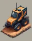 Placeholder: Isometric bobcat skidsteer, cartooned proportions, Digital painting
