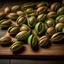 Placeholder: A wooden table with pieces of pistachios on it