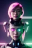 Placeholder: Waist up shot portrait, Asian cyborg woman :: symmetry photography, cyberpunk, pink hair, makeup, long line eye, light iris, :: latex coat, wires and circuits, pink, white, black :: cinematic, Ultra realistic, dark scene, soft color, highly detailed, unreal engine 5, RTX, ultra detail, 3d, finely drawn, high definition.