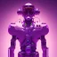 Placeholder: A beautiful portrait of a cyborg monkey purple neon color scheme, high key lighting, volumetric light high details psychedelic background