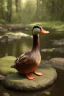 Placeholder: eine ente steht am bach neben einem wald fantasy art