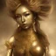 Placeholder: perfect face hitomi tanaka, golden statue, 8k, fog and smoke effect, chakra energy around HDR photograph