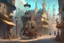 Placeholder: Cartoon Victorian steampunk street level city square