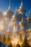 Placeholder: landscape, city of the elves, rose, gold, very blue sky, crystal domes, glistening oiled shiny, intricate, Exquisite details and textures, highly detailed, digital painting, artstation, concept art, sharp focus, nature background, illustration, 8k, by stability ai, nvidia