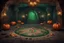 Placeholder: Склеп. Многоуровневое подземелье. Главный зал оформлен как игровое поле с огромной рулеткой на полу, тыквами с зелёным пламенем и жуткими декорациями, смешивающими атрибутику Хэллоуина и Рождества. Стиль Тима Бертона