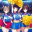 Placeholder: Clear focus,High resolution, three girls, wearing a cheerleader outfit