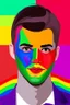 Placeholder: Portrait by a gay politician in his 30s he has pride colors painted in his face