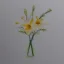 Placeholder: tiny watercolor of single long stem pressed flower, delicate arrangement, beautiful composition, etsy, aesthetic layout, white parchment