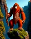 Placeholder: Orangutan Assassin Gothic symmetrical design standing on the edge of a cliff frontal view full body full arms full legs full head full pixel art hyper-detailed hyper-realistic full legs 8k