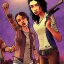 Placeholder: Clementine from the walking dead telltale fights a guy and she won because she's strong and she puts her bare foot on that guy's head she looks superior the art looks like the game