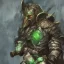 Placeholder: dnd, ork, green skin, wearing shiny armor, portrait